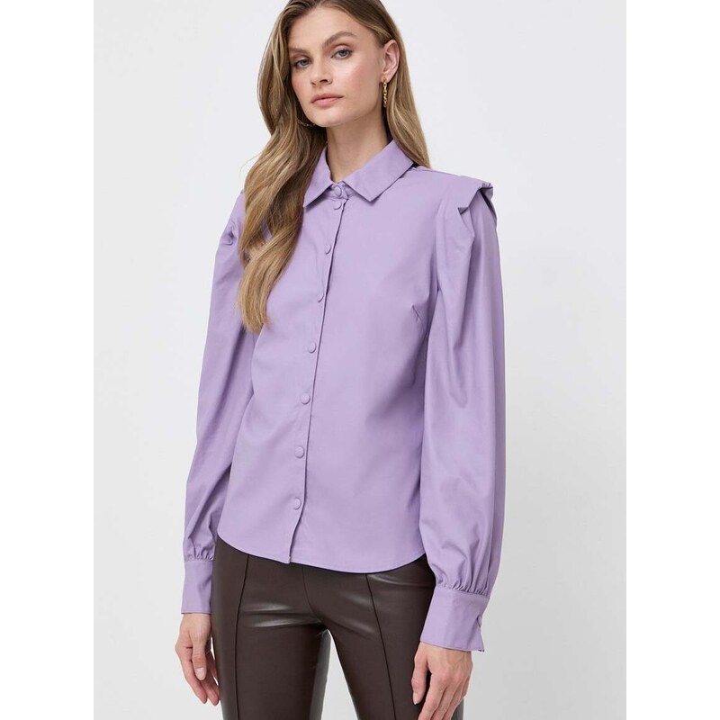 Košile Twinset dámská, fialová barva, regular, s klasickým límcem