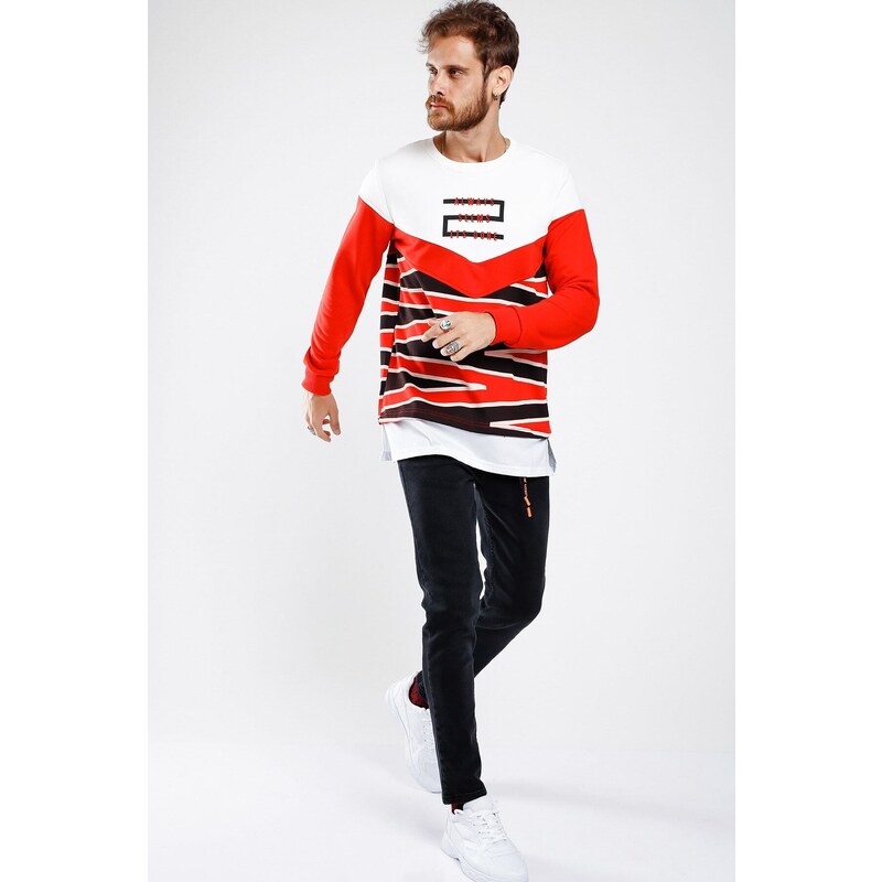 Lafaba Men's Red Printed Sweatshirt