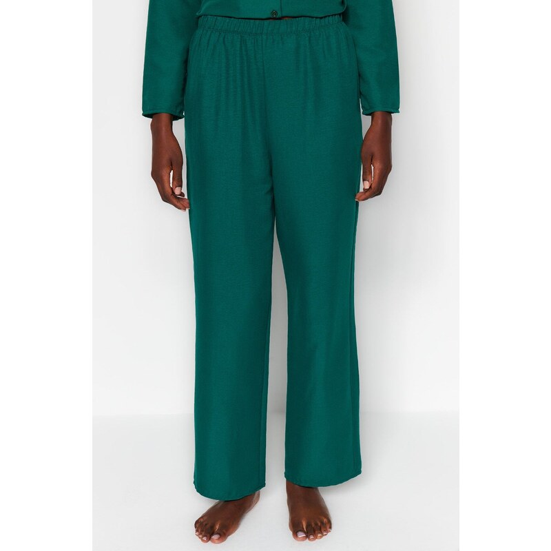 Trendyol Emerald Embroidered Shirt-Pants Woven Pajamas Set