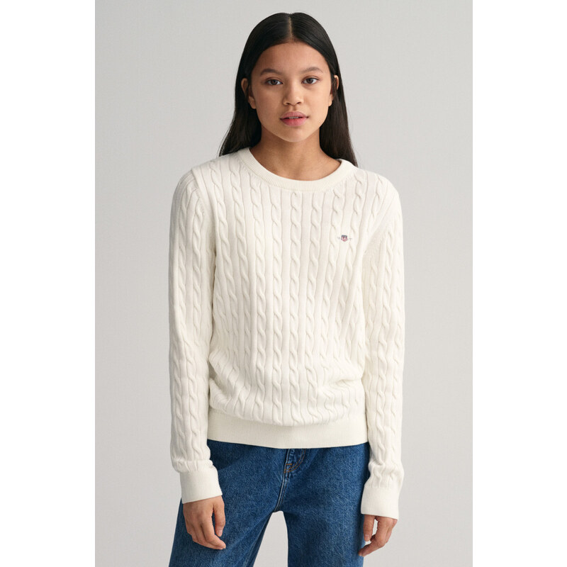 SVETR GANT SHIELD COTTON CABLE C-NECK bílá 122/128