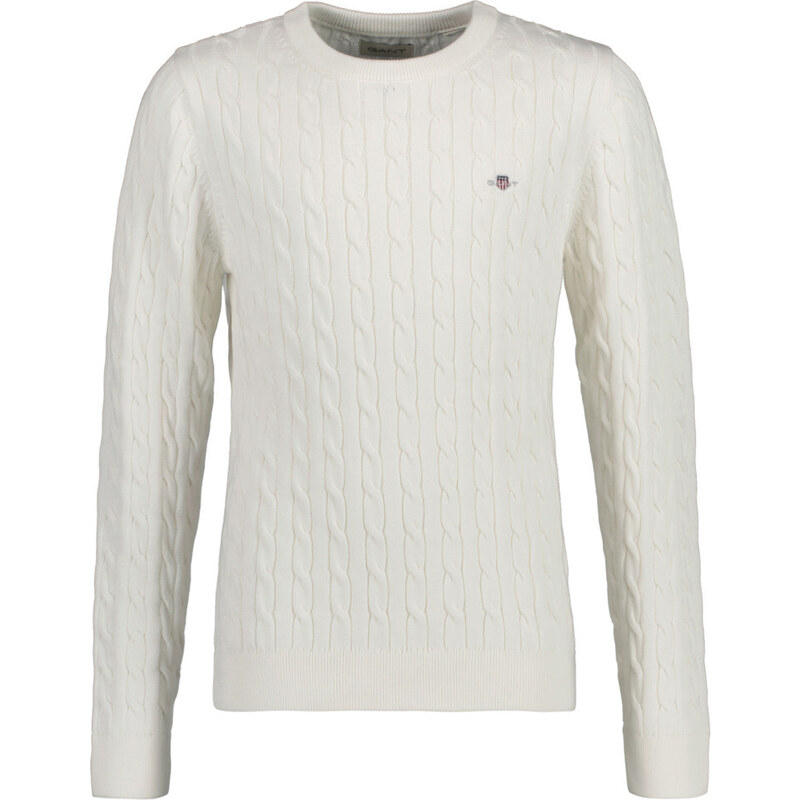 SVETR GANT SHIELD COTTON CABLE C-NECK bílá 122/128