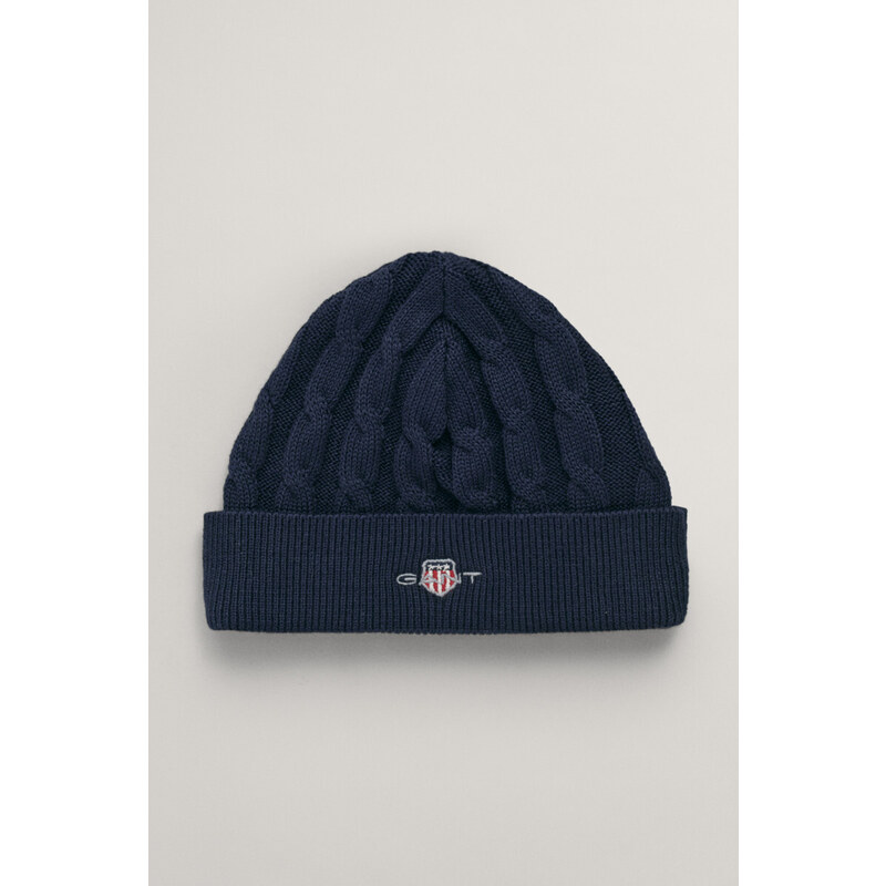 ČEPICE GANT SHIELD COTTON CABLE BEANIE modrá None