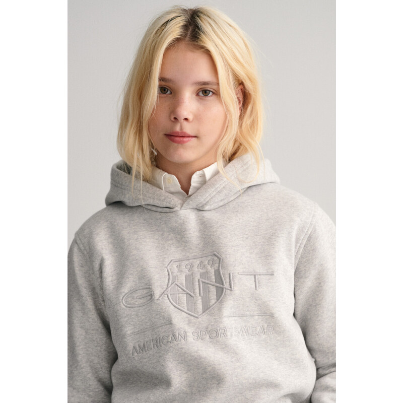 MIKINA GANT TONAL SHIELD HOODIE šedá 122/128