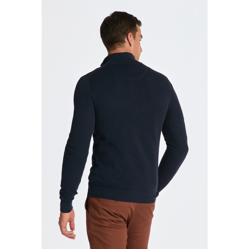 SVETR GANT COTTON PIQUE HALFZIP modrá S