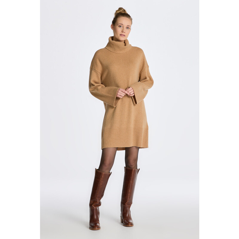 ŠATY GANT LOUNGE ROLLNECK DRESS hnědá XS