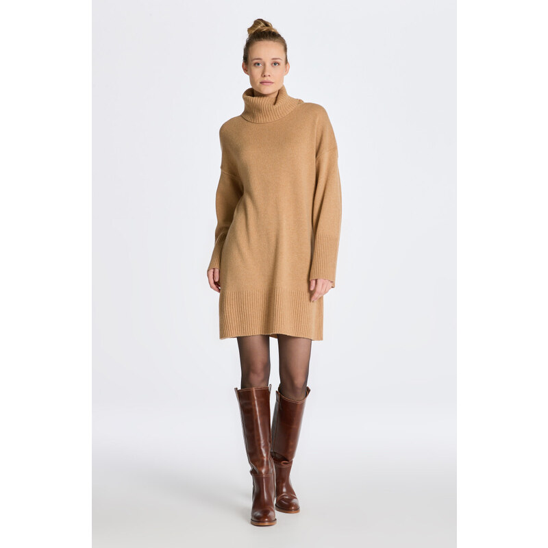 ŠATY GANT LOUNGE ROLLNECK DRESS hnědá XS