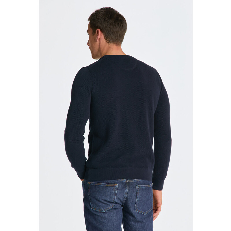 SVETR GANT COTTON PIQUE C-NECK modrá S