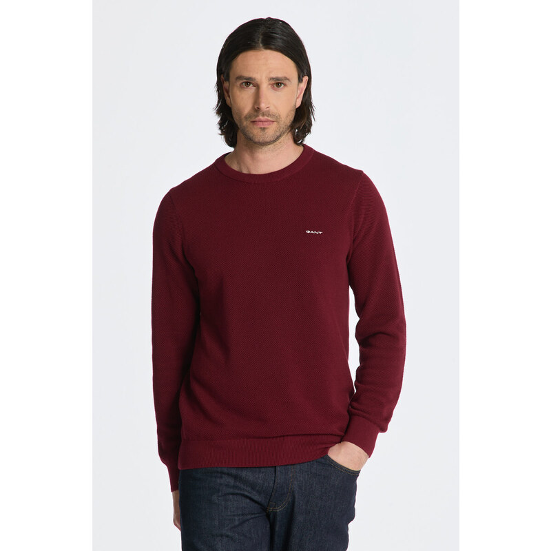 SVETR GANT COTTON PIQUE C-NECK červená S