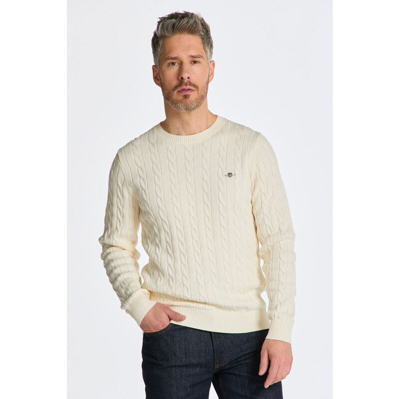 SVETR GANT COTTON CABLE C-NECK bílá L