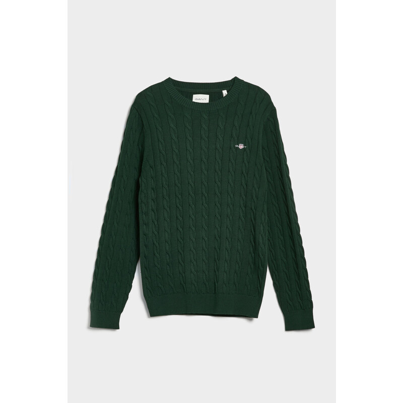 SVETR GANT COTTON CABLE C-NECK zelená S