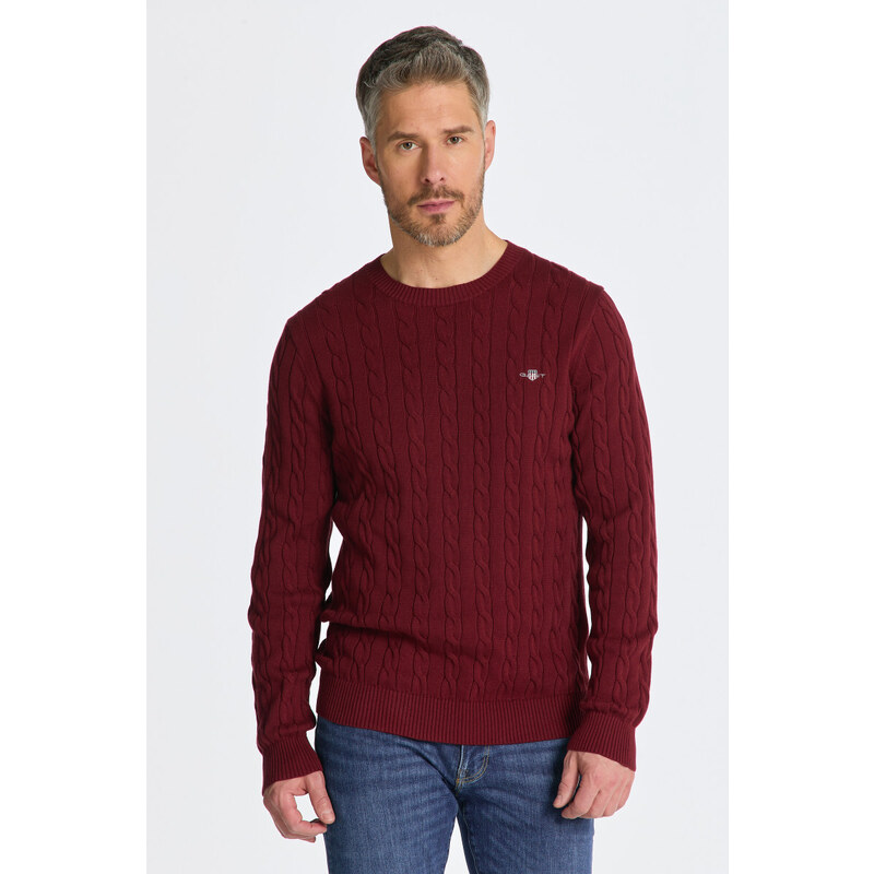 SVETR GANT COTTON CABLE C-NECK červená S