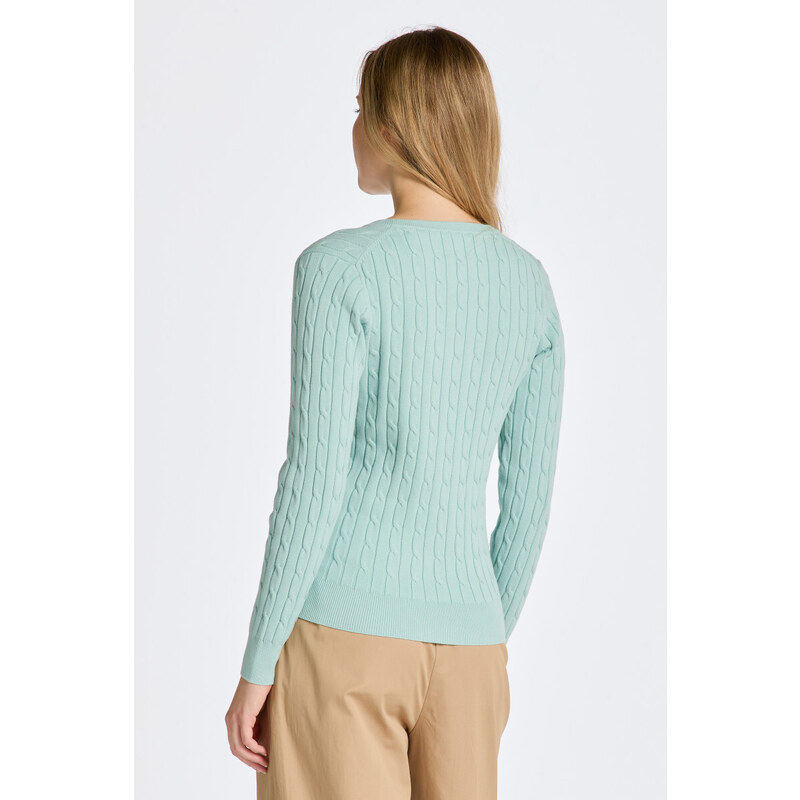 SVETR GANT STRETCH COTTON CABLE V-NECK modrá XXS