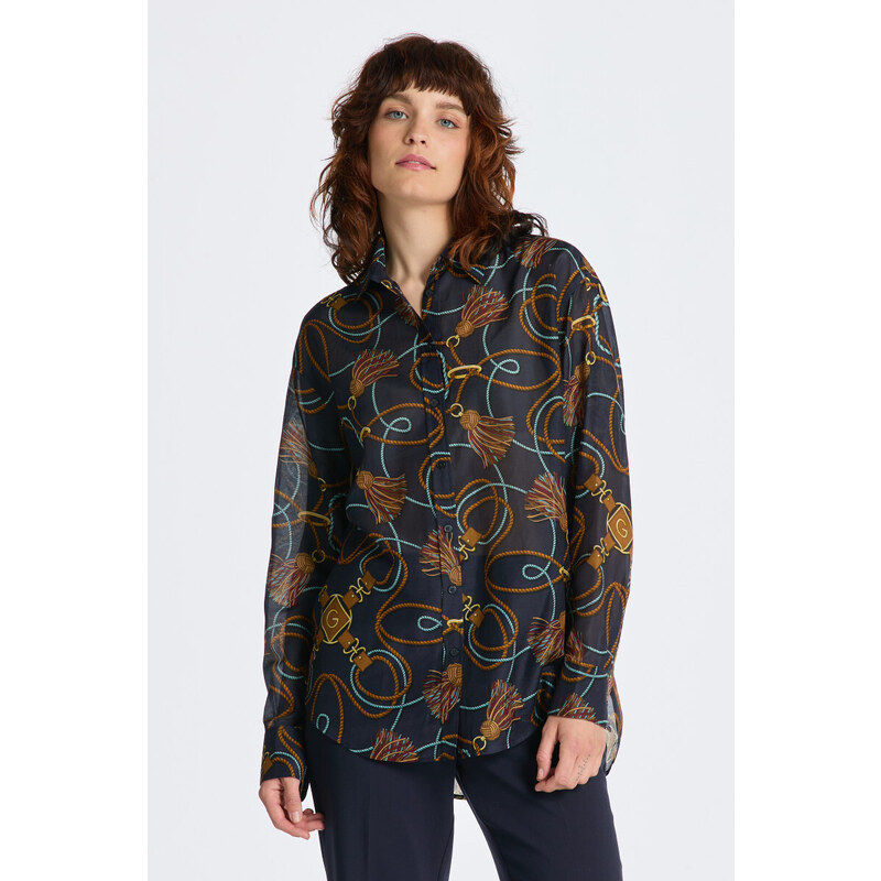 KOŠILE GANT REL ROPE PRINT COT SILK SHIRT modrá 34