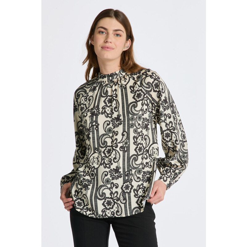 HALENKA GANT REL LACE PRINT TURTLENECK BLOUSE bílá 32