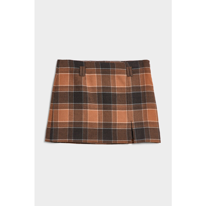 SUKNĚ GANT CHECKED WOOL MINI SKIRT hnědá 34