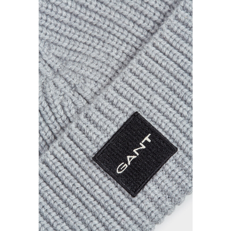 ČEPICE GANT UNISEX. COTTON RIB KNIT BEANIE šedá None