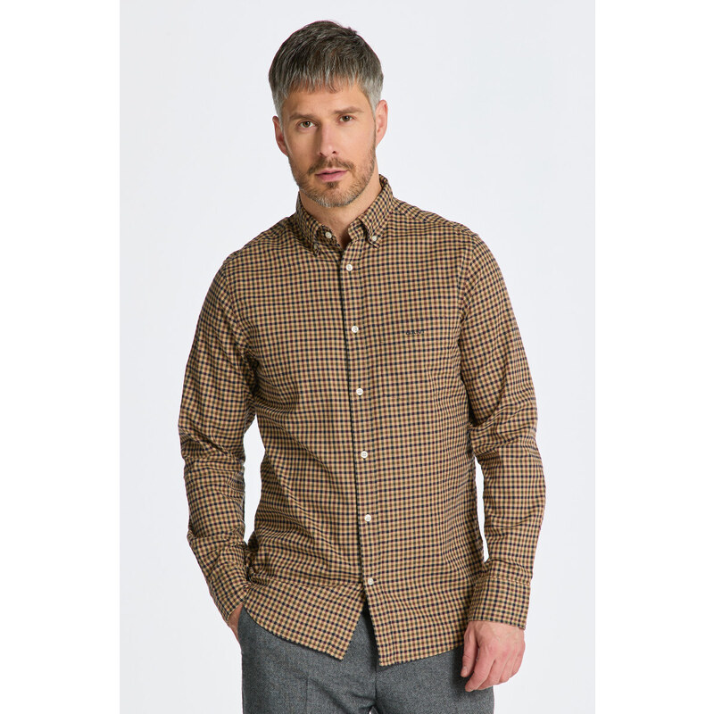 KOŠILE GANT REG TWILL MICRO MULTI CHECK SHIRT hnědá S