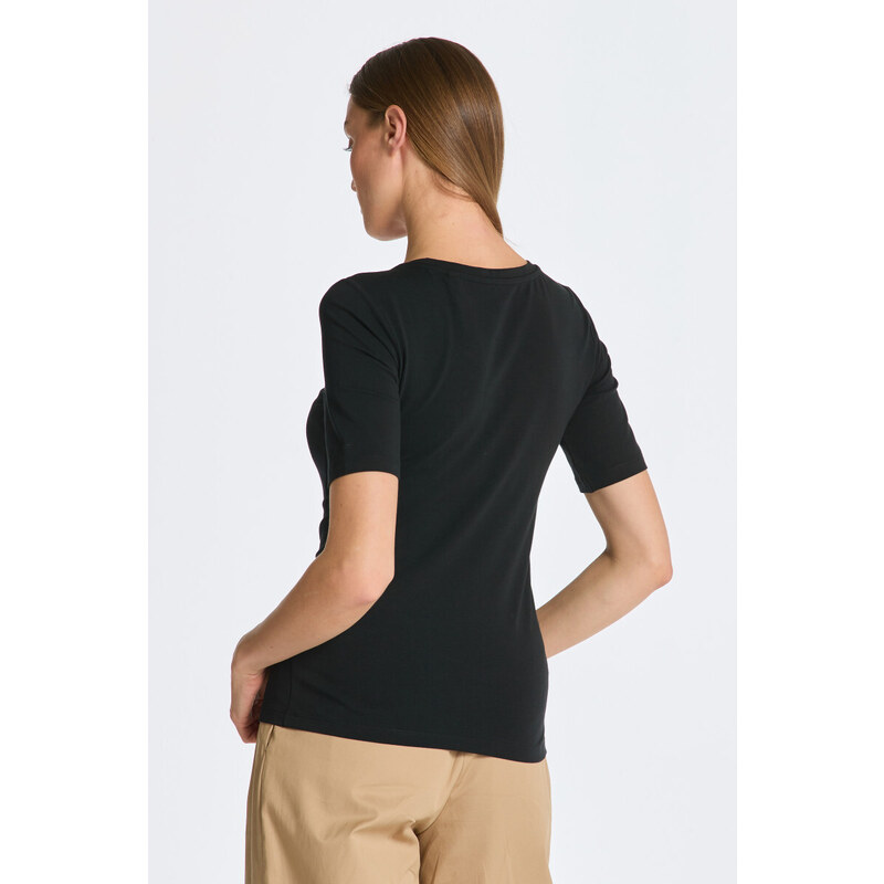 TRIČKO GANT SLIM COT/ELA SS SCOOP NECK TOP černá XS