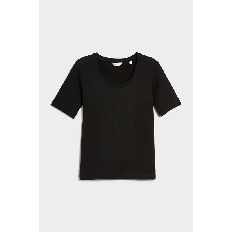 TRIČKO GANT SLIM COT/ELA SS SCOOP NECK TOP černá XS