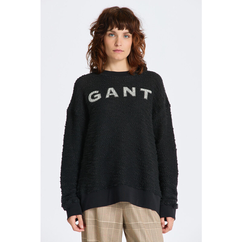 MIKINA GANT REL BOUCLE APPLIQUE C-NECK SWEAT černá XS