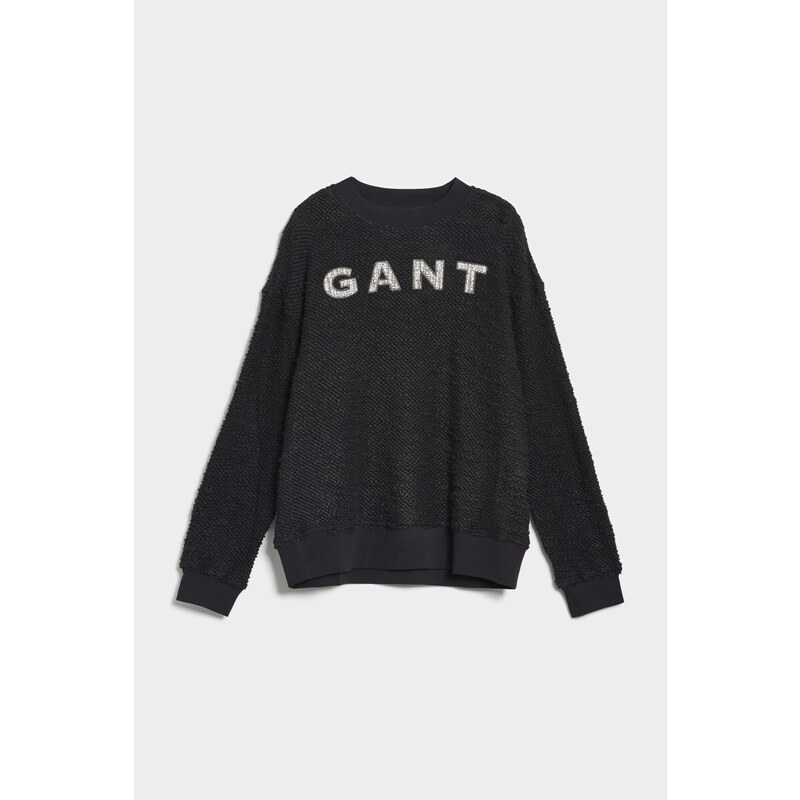 MIKINA GANT REL BOUCLE APPLIQUE C-NECK SWEAT černá XS