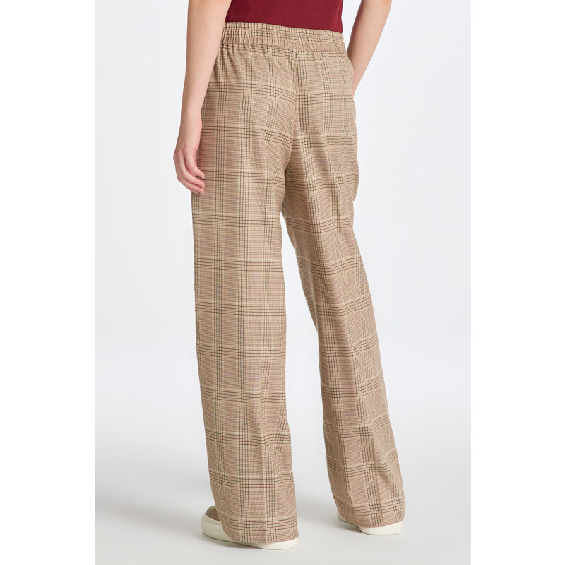 KALHOTY GANT RELAXED CHECKED PULL ON PANTS hnědá 34