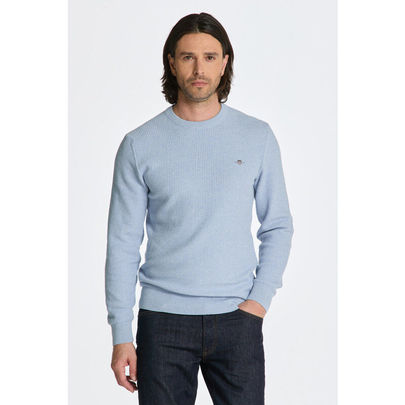 SVETR GANT MICRO COTTON TEXTURE C-NECK modrá S