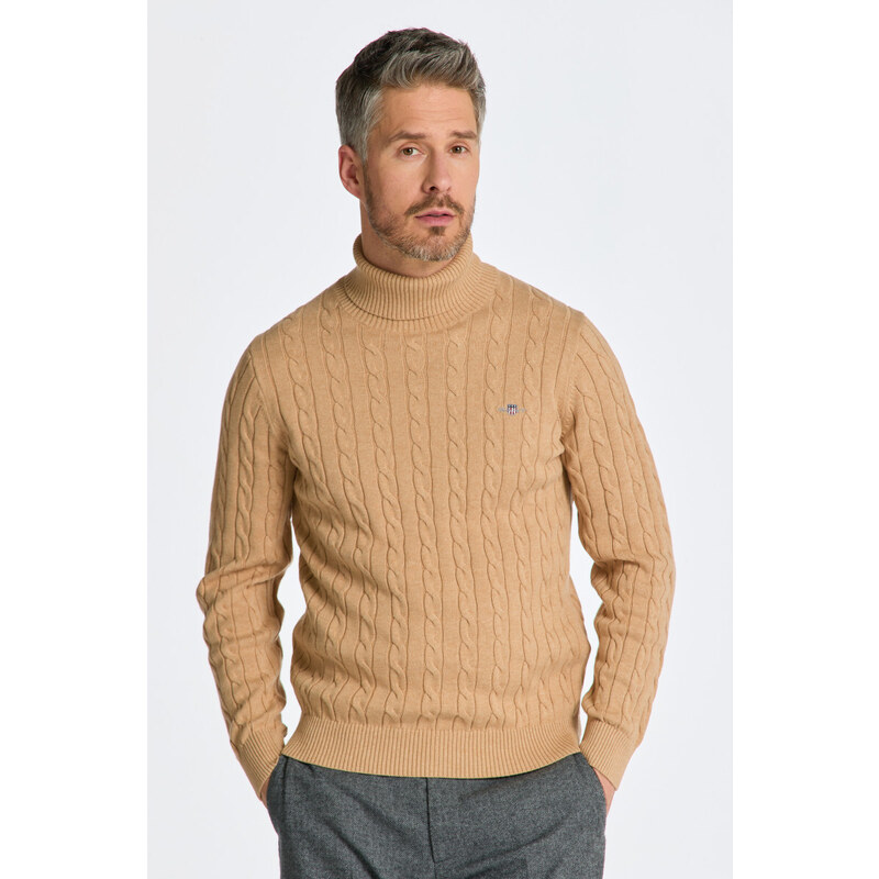 ROLÁK GANT COTTON CABLE TURTLE NECK hnědá S