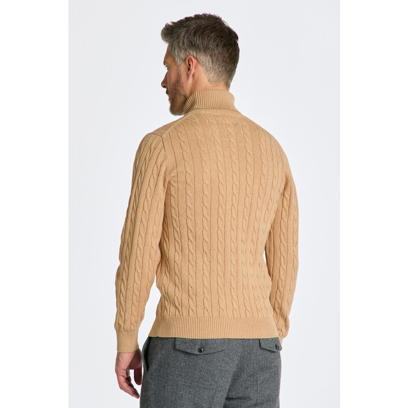 ROLÁK GANT COTTON CABLE TURTLE NECK hnědá M