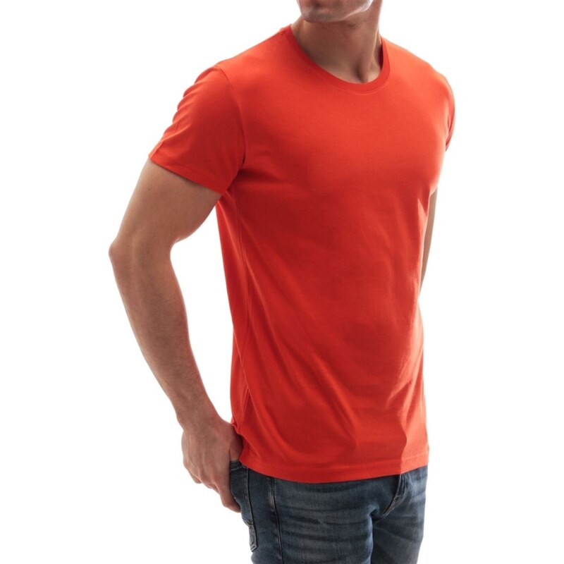 Madmext Crew Neck Basic T-Shirt Orange 3006