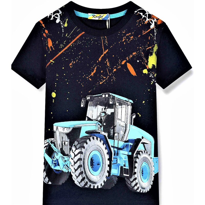 KUGO- Chlapecké triko Traktor ve hvězdách tmavě modré