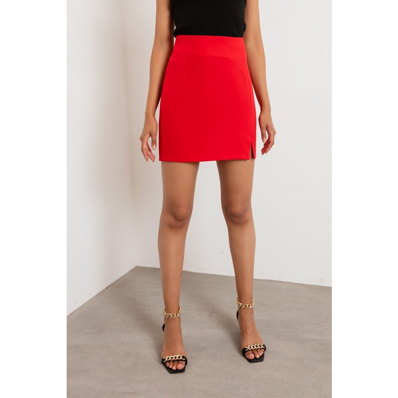 Lafaba Women's Red Slit Mini Skirt