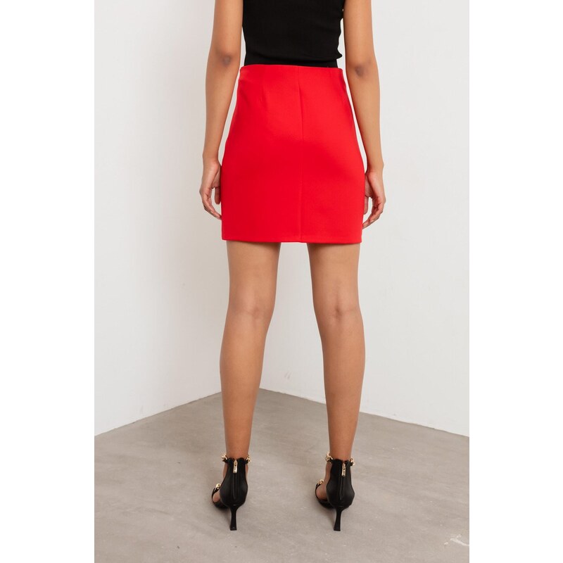 Lafaba Women's Red Slit Mini Skirt