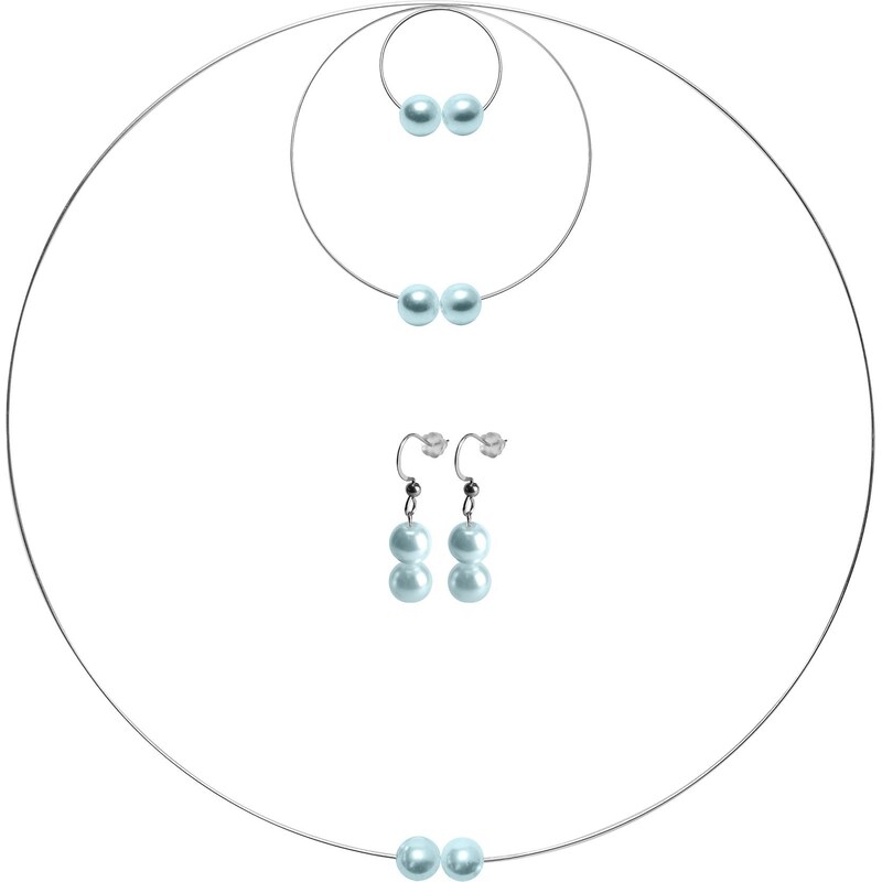 GeorGina Dámské šperkové sety venuše, náhrdelníky, náramky, náušnice a prsteny se světle modrými perličkami