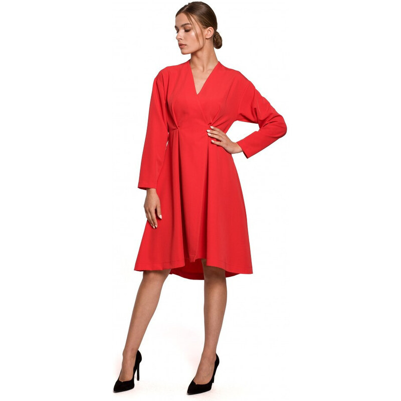 Asymetrické vypasované šaty S280 červené - Stylove 84635084