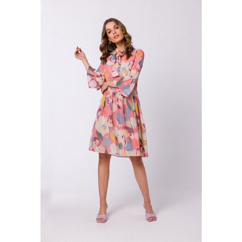 STYLOVE S337 Šifonové šaty s vázaným výstřihem - model 1
