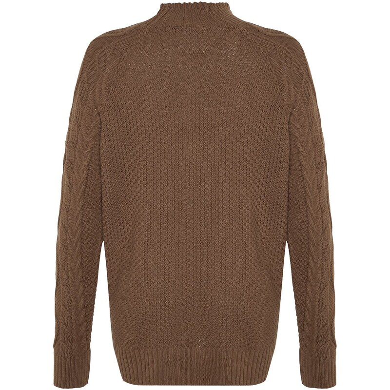Trendyol Brown Wide Fit Detail příslušenství Pletený svetr