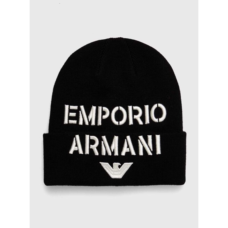 Dětská čepice s příměsí vlny Emporio Armani černá barva