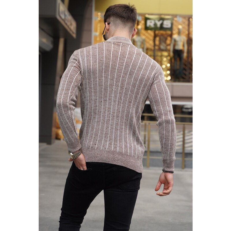 Madmext Stone Color Half Turtleneck Knitwear Sweater 5761