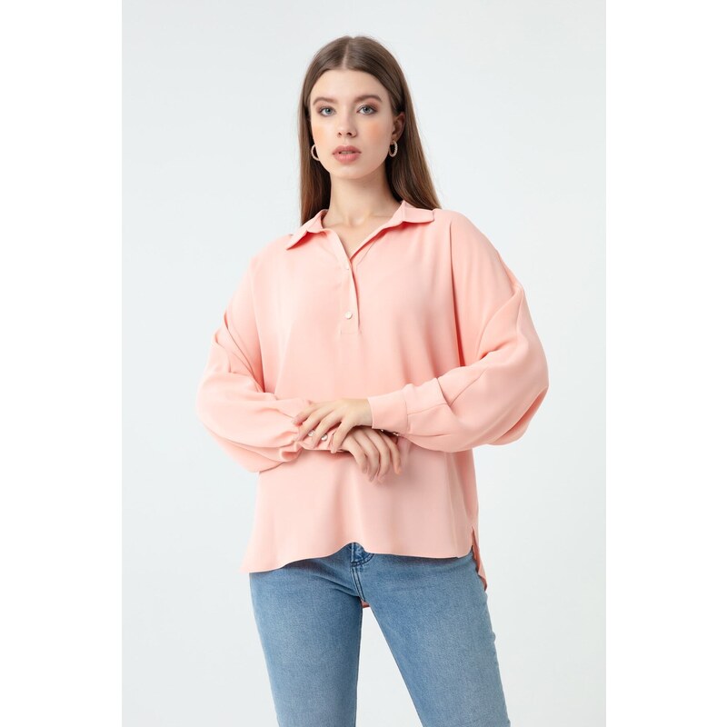 Lafaba Women's Powder Shirt Collar Blouse