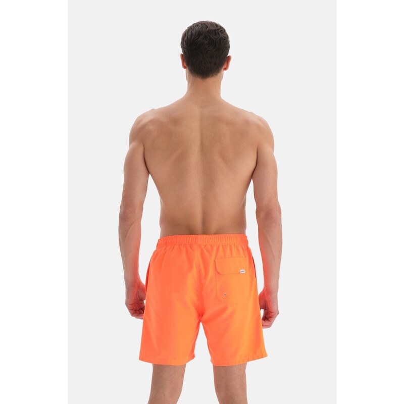 Dagi Neon Orange Plain Medium Swim Shorts