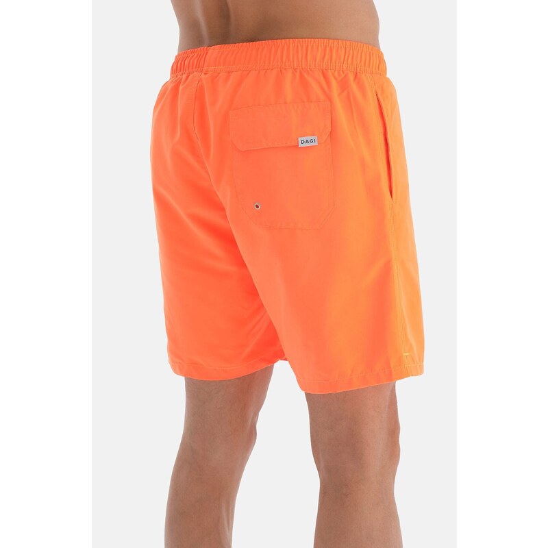 Dagi Neon Orange Plain Medium Swim Shorts