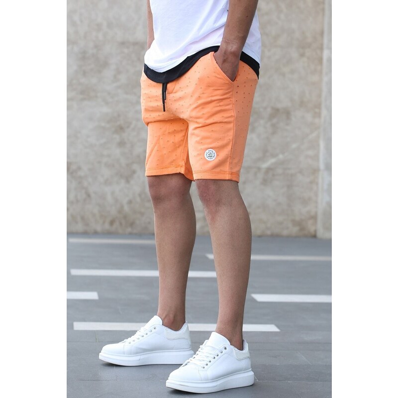 Madmext Torn Detail Orange Men's Shorts 4249