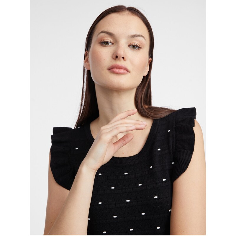 Orsay Černé dámské puntíkované svetrové tričko - Dámské