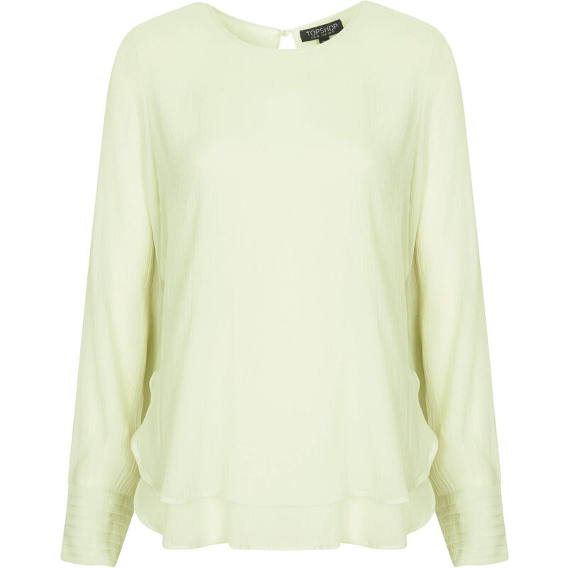Topshop Pleat Cuff Double Layer Blouse