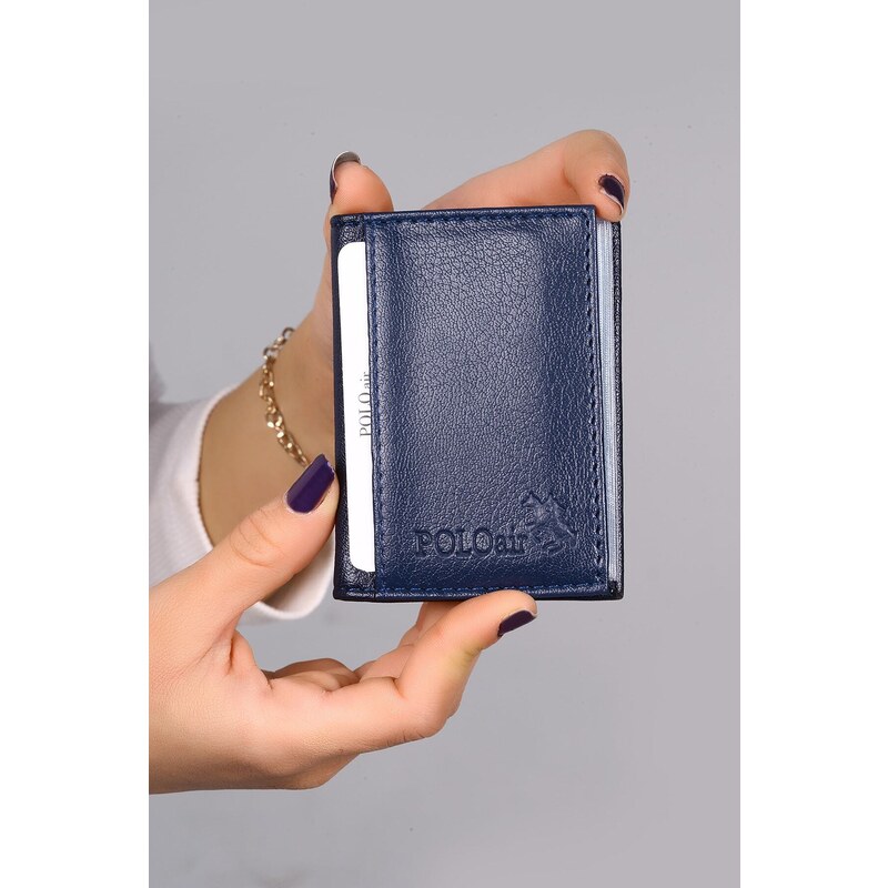 Polo Air Belt Wallet Card Holder Keychain Gift Combination Navy Blue Set