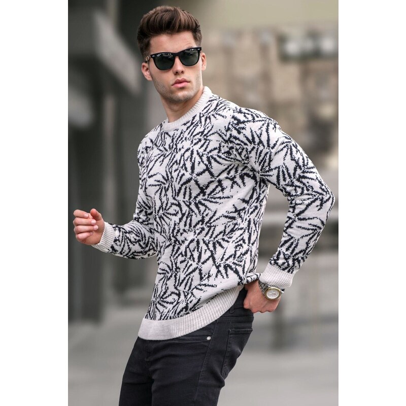 Madmext Stone Patterned Crewneck Knitwear Sweater 5767