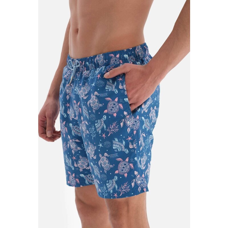 Dagi Turquoise Caretta Patterned Mid Sea Shorts