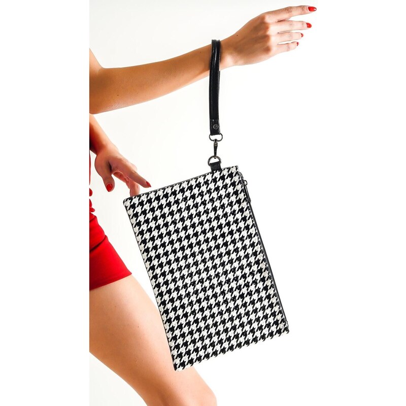 Capone Outfitters Paris Houndstooth Patterned Women's Clutch Bag