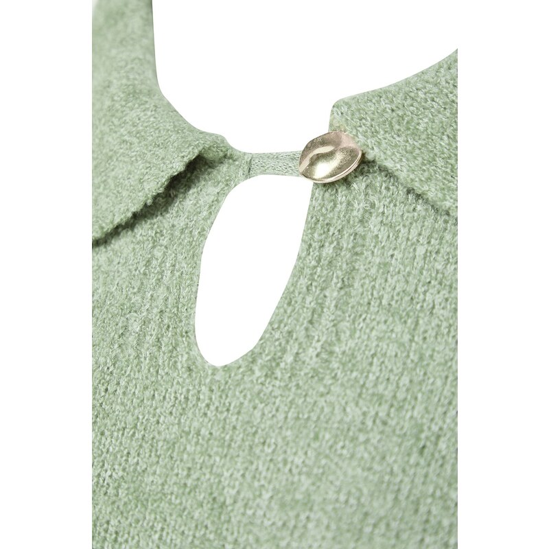 Trendyol Mint Wide Fit Měkký texturovaný pletený svetr Boucle